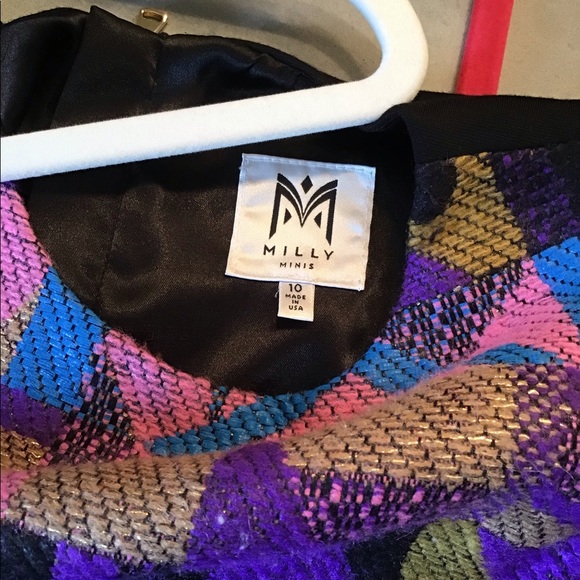 Milly Minis Girls Tweed Geometric Shift Dress - Picture 4 of 5